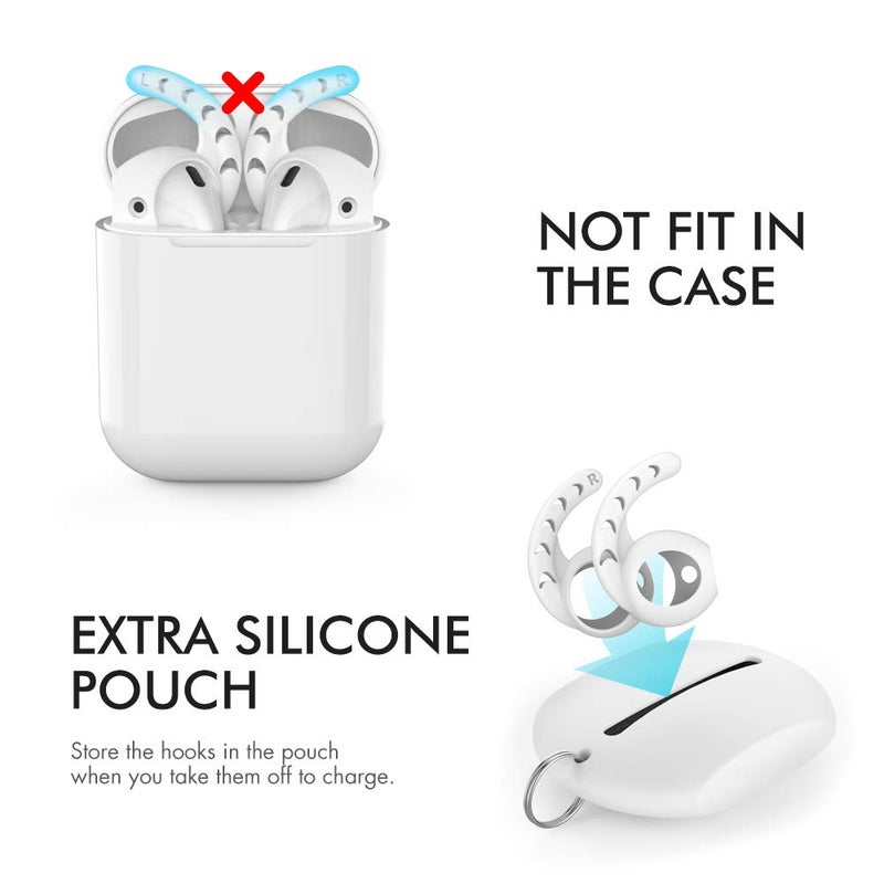 AhaStyle 3 Pairs AirPods Ear Hooks Cover Silicone Accessories Compatible with Apple AirPods and EarPods Headphones(Milk White) - Image 2